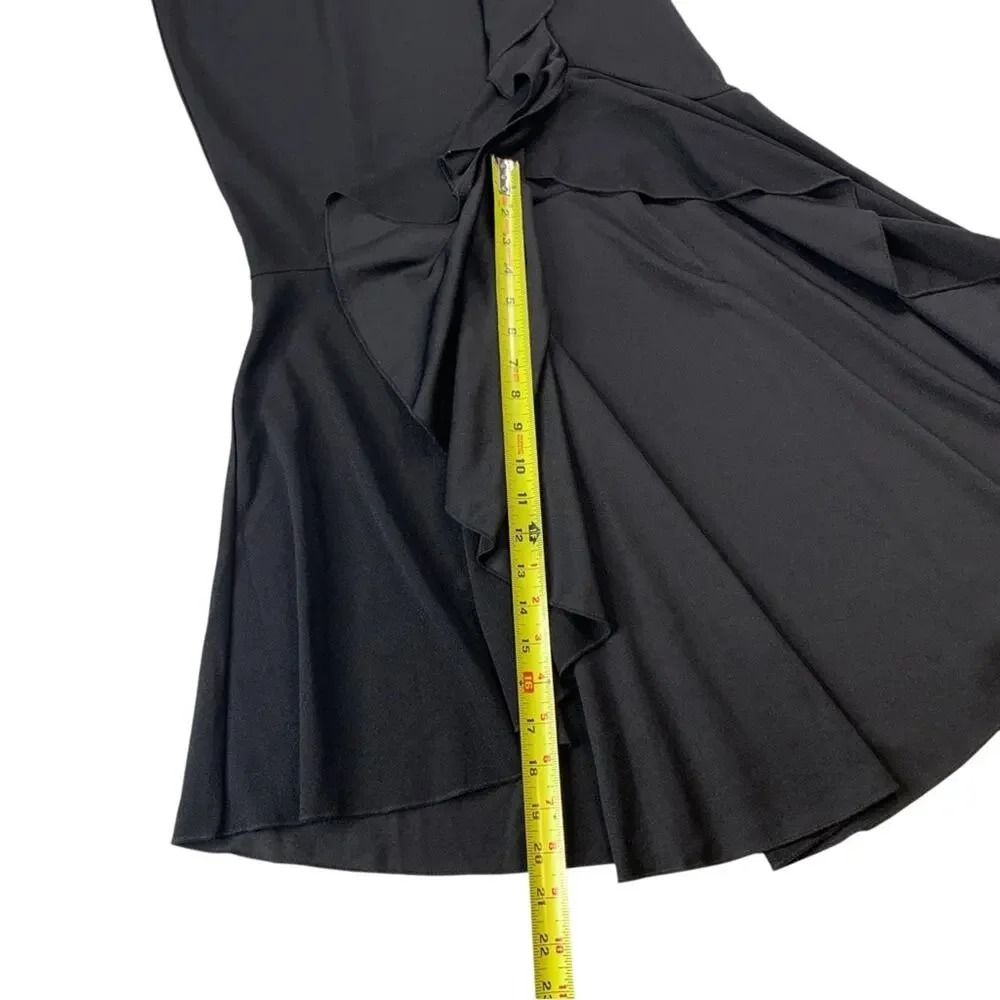 Missmay Black Lace Formal Dress S Ruffle Drape Slit Evening Cocktail NWT